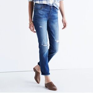 Madewell Slim Boyjean Jeans Womens Size 29 Medium Wash Distressed Slim Fit